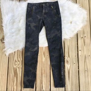 Zara Camo Zip Ankle Moto Skinny Crop Jeans Pants